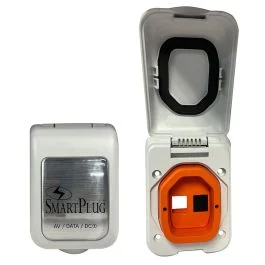 Smartplug Data Port Case/Inlet Only - White Cover W/One Blank Plug & One Open Port