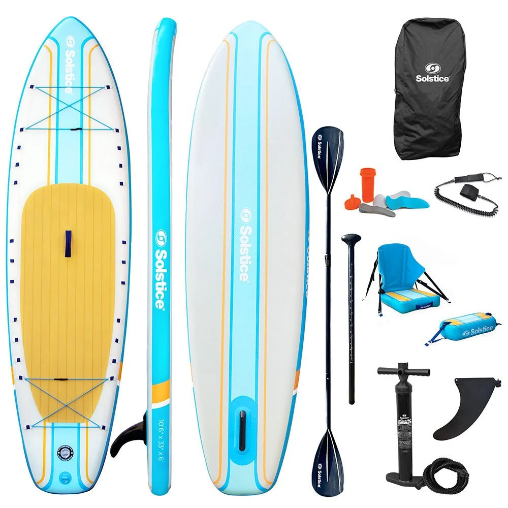 Solstice Watersports 10'6" Rambler Inflatable Stand-Up Paddleboard/Kayak 2-In-1 Kit w/Seat & Convertible Paddle - Or – Marine Boat Replacement Part