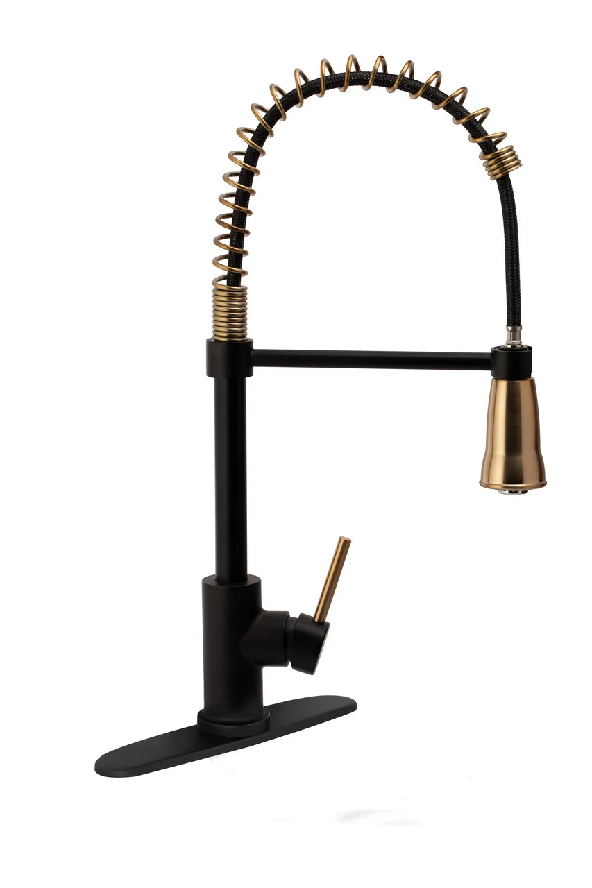 Dura Faucet Df-mk504slk-mbrg Streamline Coil Pull-down Rv Kitchen Faucet - Matte Black/rose Gold - DF-MK504SLK-MBRG