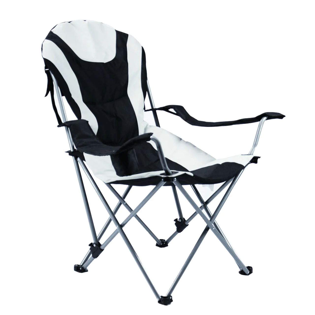 Ming's Mark 36028 Foldable Reclining Camp Chair - Black / Gray - 36028