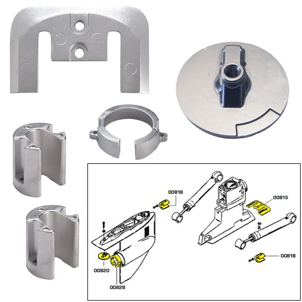 Tecnoseal Anode Kit w/Hardware - Mercury Bravo 1 - Aluminum – Marine Boat Replacement Part