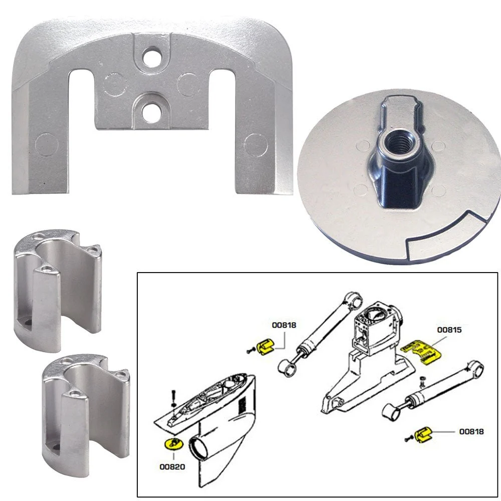 Tecnoseal Anode Kit w/Hardware - Mercury Bravo 2-3 - Aluminum – Marine Boat Replacement Part