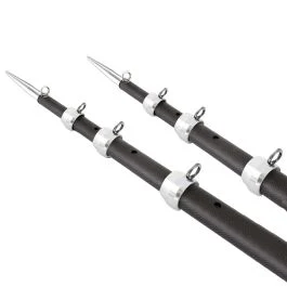Tigress 15' Xd 3k Carbon Fiber Telescoping Outrigger Poles - Matte Black/Silver - Pair