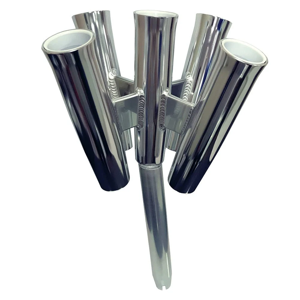 Tigress Five Rod Cluster - Bent Butt - Polished Aluminum – Marine Boat Replacement Part
