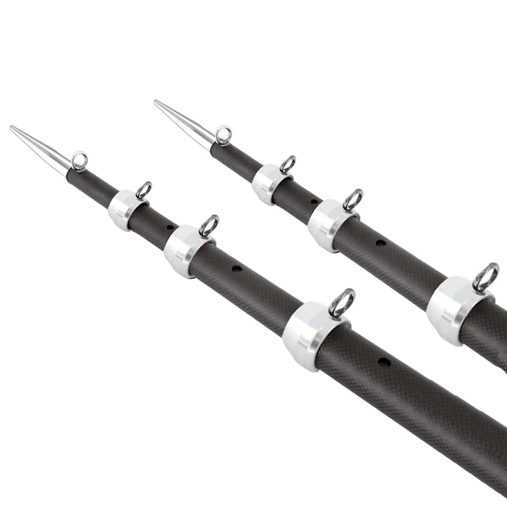 Tigress XD 3k Carbon Fiber Telescoping Outrigger Poles - 18 feet - Matte Black/ Silver - Pair – Marine Boat Replacement Part