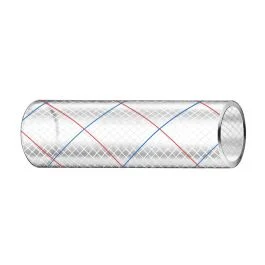Trident Marine 3/4" X 50' Clear Reinforced Pvc Hose Tubing Red & Blue Tracer