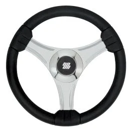 Uflex - Tavolara - 13.8" Black Polyurethane Steering Wheel W/Silver Spokes & X62 Hub