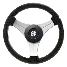 Uflex Ustica 13" Steering Wheel - Black - Polyurethane W/Silver Spokes & X62 Hub