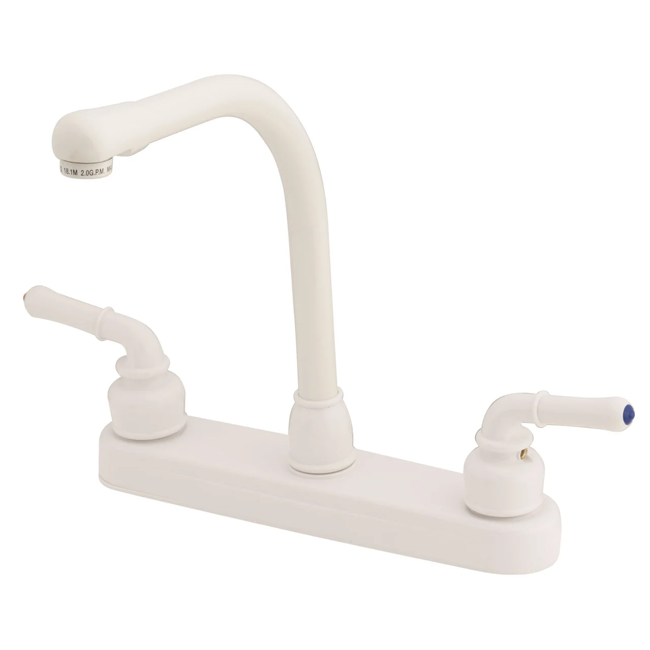 Empire Brass U-YWI800RSW RV Kitchen Faucet with Hi-Rise Spout and Teapot Handles - 8", White - U-YWI800RSW