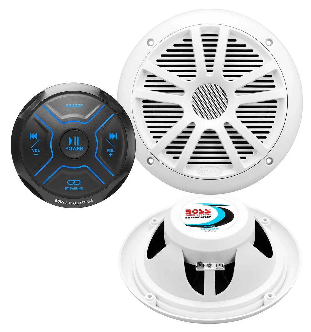 Boss Audio MG150W.6 Bluetooth In-Dash Marine Gauge Digital Media AM/FM Receiver with Built-In 2 Channel Amplifier - MG150W.6