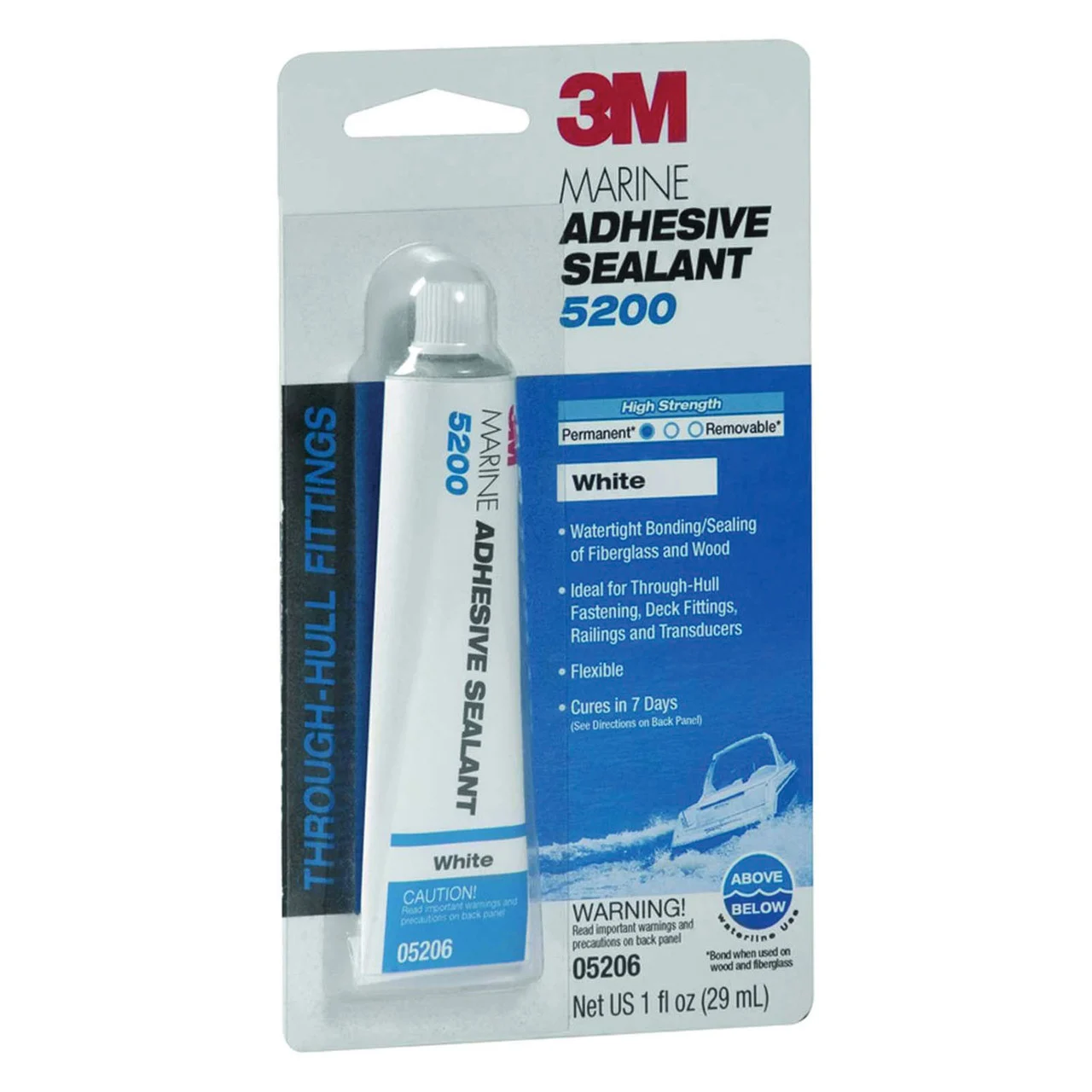 3M 05206 Marine Adhesive/Sealant 5200, White / 1 oz. - 7010325697