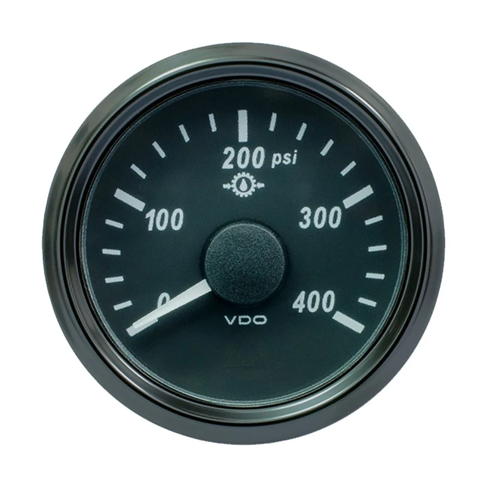 Vdo SingleViu 52mm (2-1/16") Oil Pressure Gauge - 400 PSI - 0-180 Ohm – Marine Electrical Replacement Part
