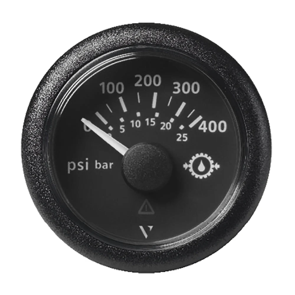 Veratron Outboard 2-1/16" (52mm) ViewLine Transmission Oil Pressure 400 PSI/25 Bar - Black Dial & Round Bezel