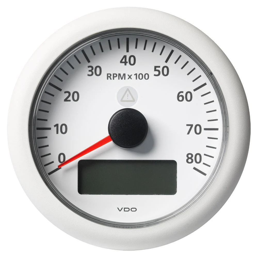 Veratron 3-3/8" (85MM) ViewLine Tachometer w/Multi-Function Display - 0 to 8000 RPM - White Dial & Bezel