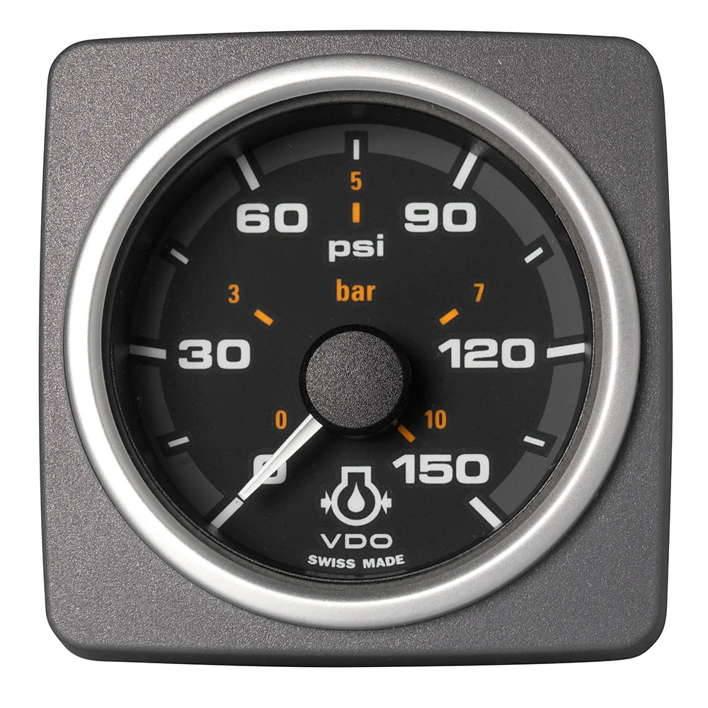 Veratron 52 MM (2-1/16") AcquaLink Engine Oil Pressure 150 PSI/10 Bar - Black Dial & Bezel