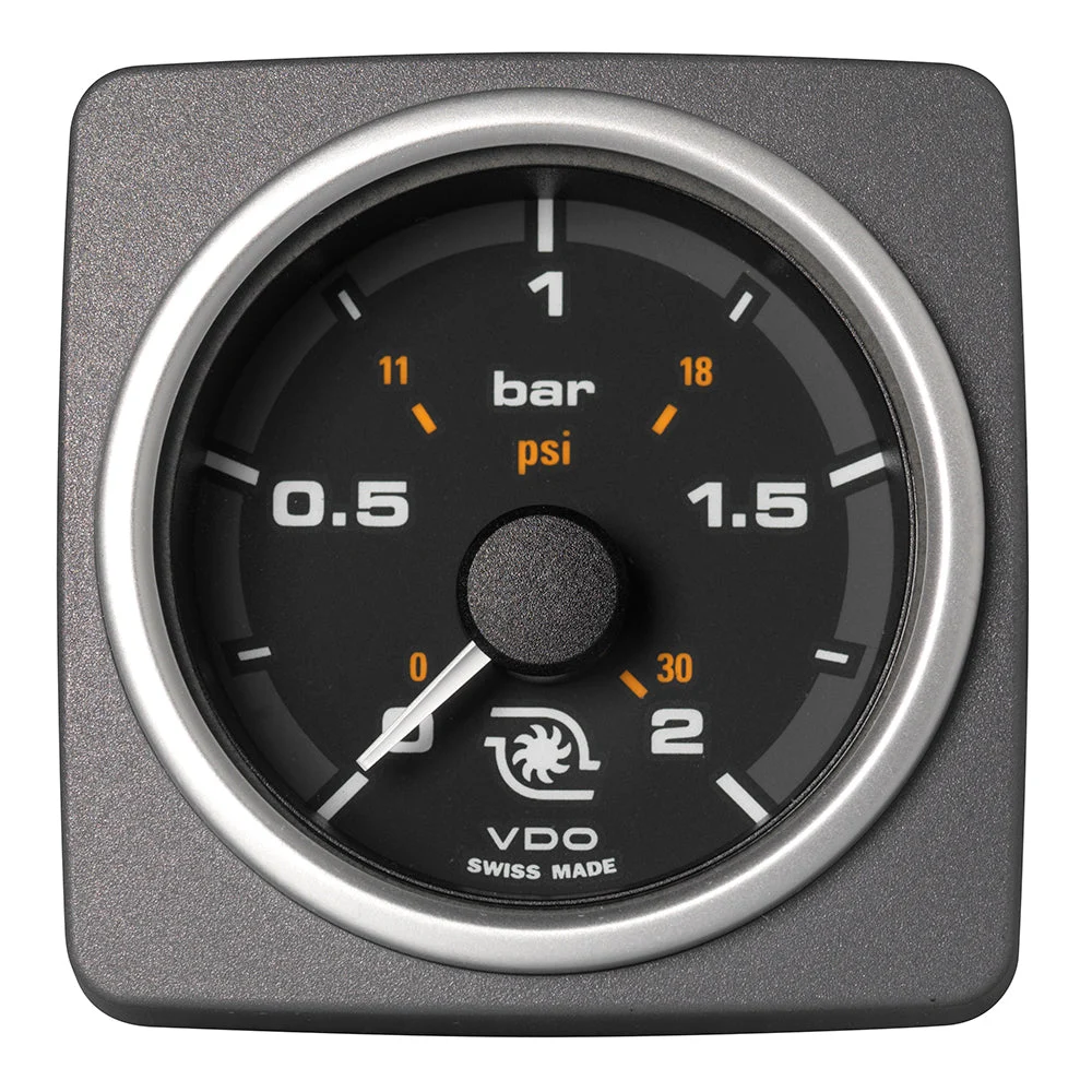 Veratron 52 MM (2-1/16") AcquaLink Boost Pressure Gauge 2 Bar/30 PSI - Black Dial & Bezel