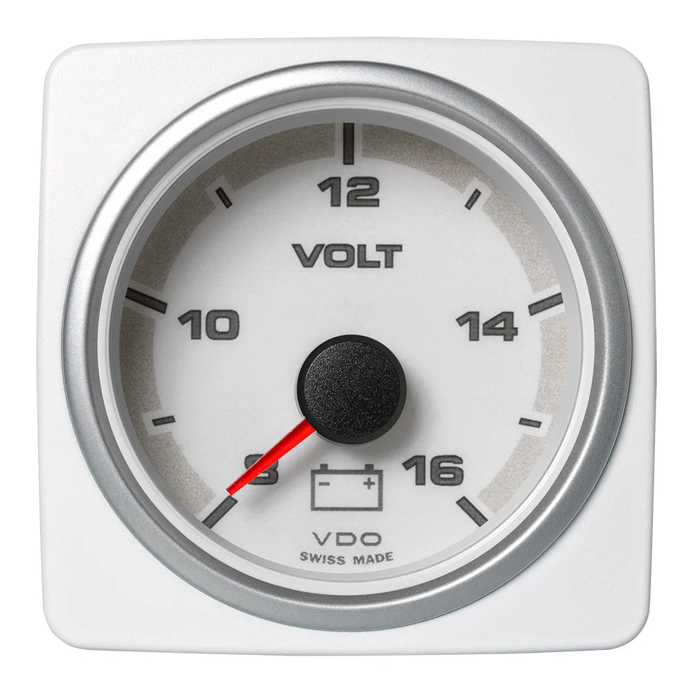 Veratron 52 MM (2-1/16") AcquaLink Voltmeter Gauge 8-16V Range - White Dial & Bezel