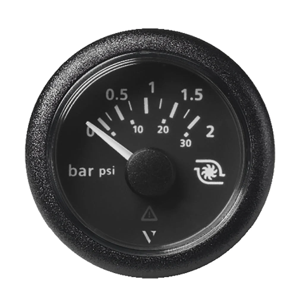 Veratron Outboard 52MM (2-1/16") ViewLine Boost Pressure Gauge 2 Bar/30 PSI - Black Dial & Round Bezel