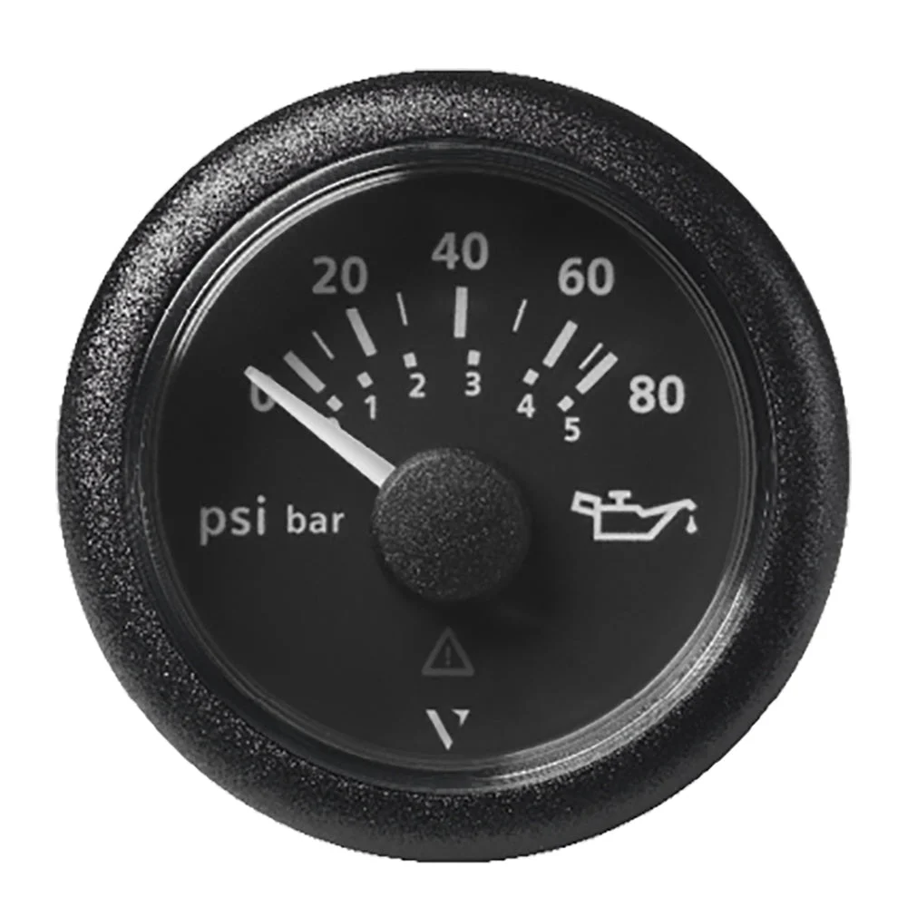 Veratron Outboard 52MM (2-1/16") ViewLine Oil Pressure Gauge 80 PSI/5 Bar - Black Dial & Round Bezel