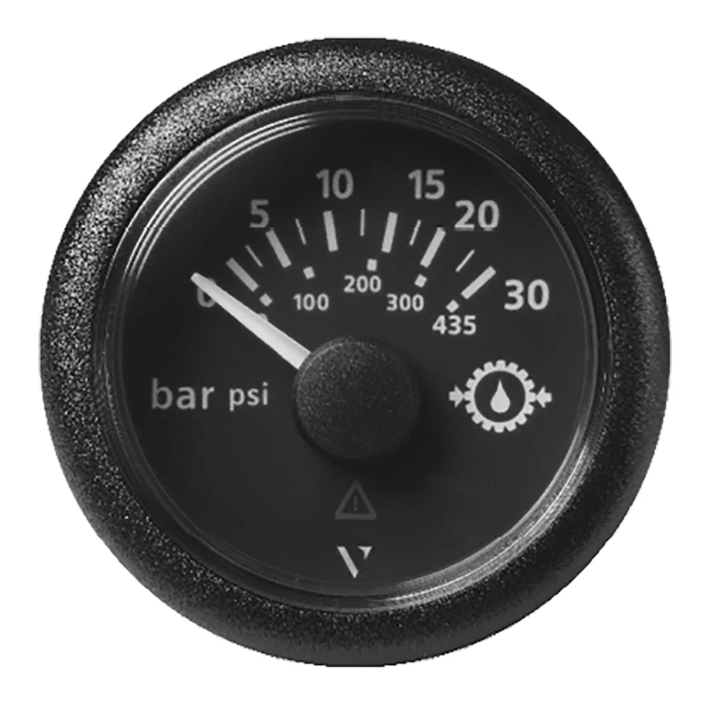 Veratron Outboard 52MM (2-1/16") ViewLine Transmission Oil Pressure 30 Bar/435 PSI - Black Dial & Round Bezel