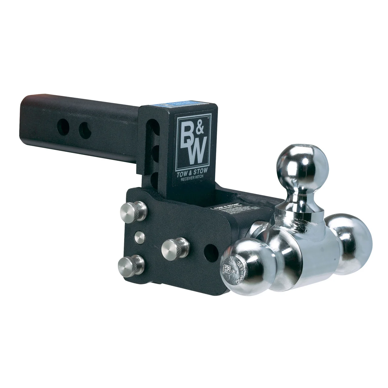 B&W Trailer Hitches TS10048B Tow and Stow Adjustable Ball Mount - 1-7/8", 2" & 2-5/16" Ball, 5" Drop, 5.5" Rise, Black - TS10048B