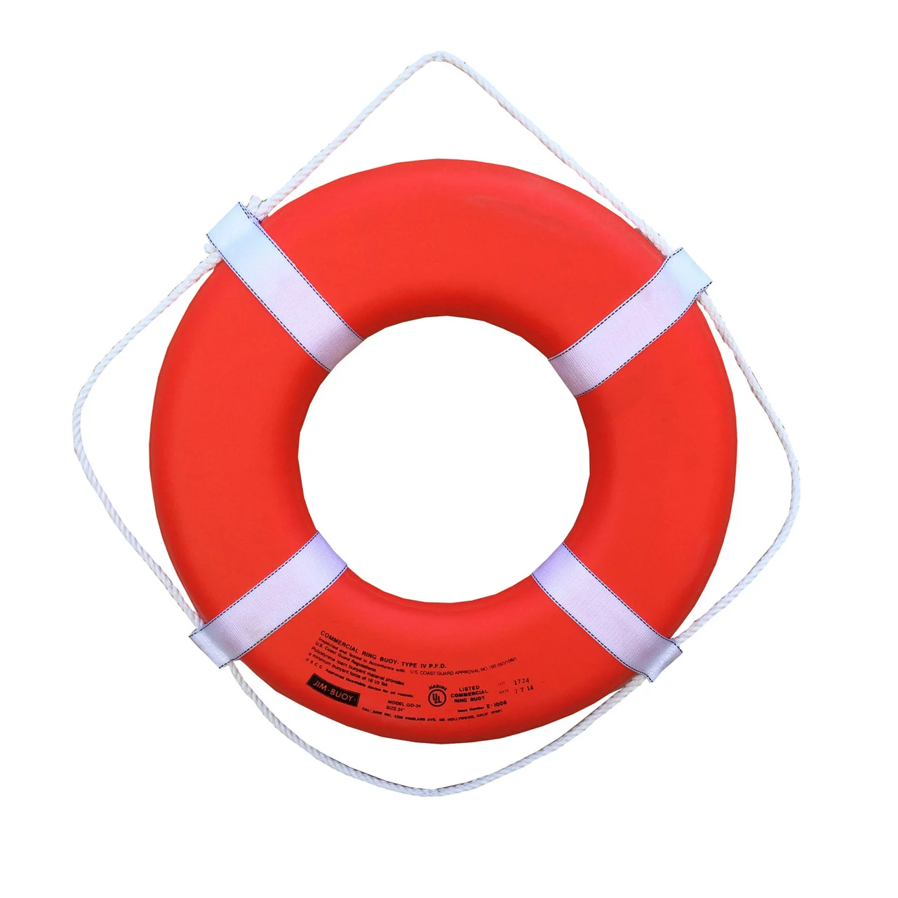 Jim-Buoy GO-24 U.S.C.G. Approved G-Series Life Ring - 24", Orange - GO-24