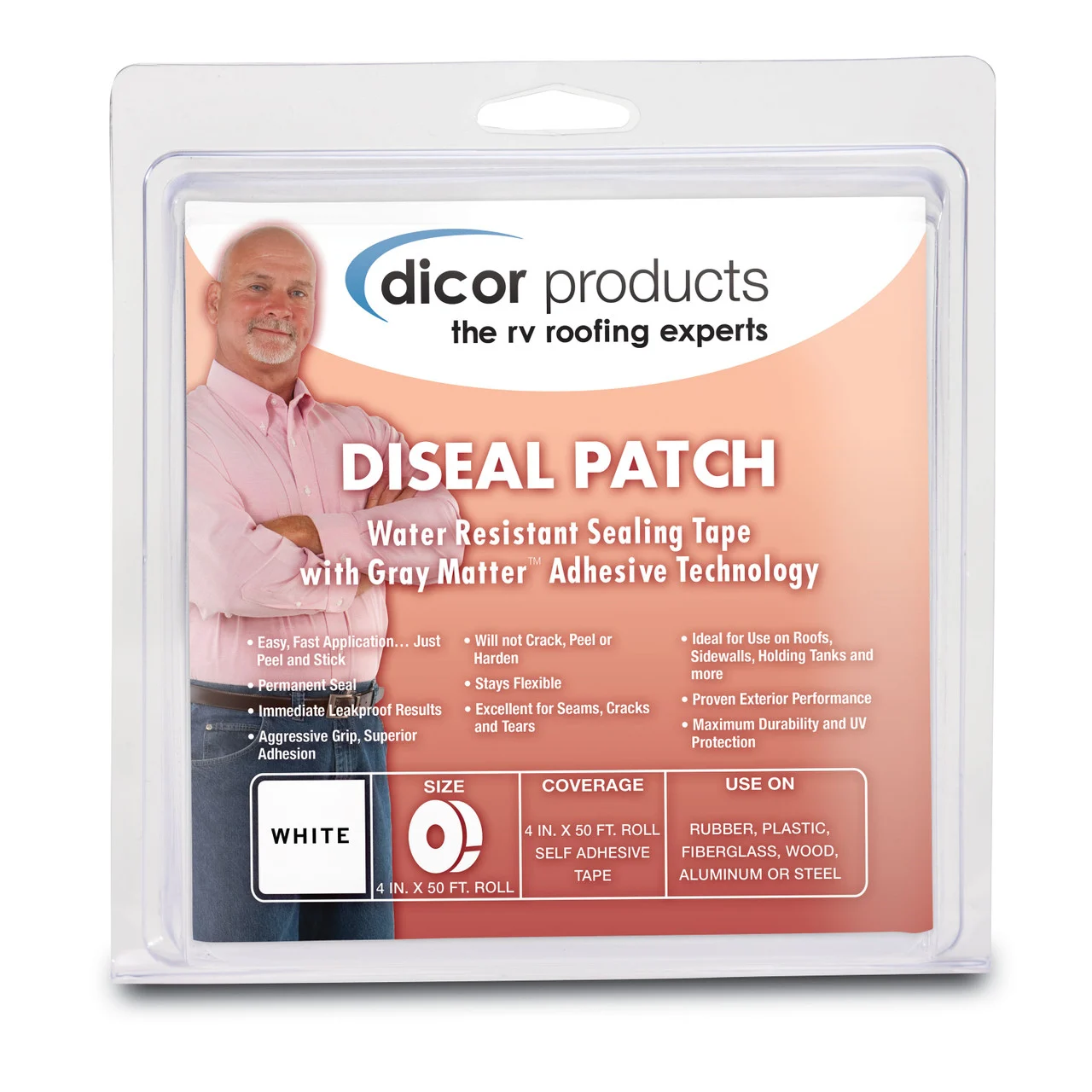 Dicor Corporation 522TPO-450-1C Diseal Sealing Tape - White, 4" x 50' - 522TPO-450-1C
