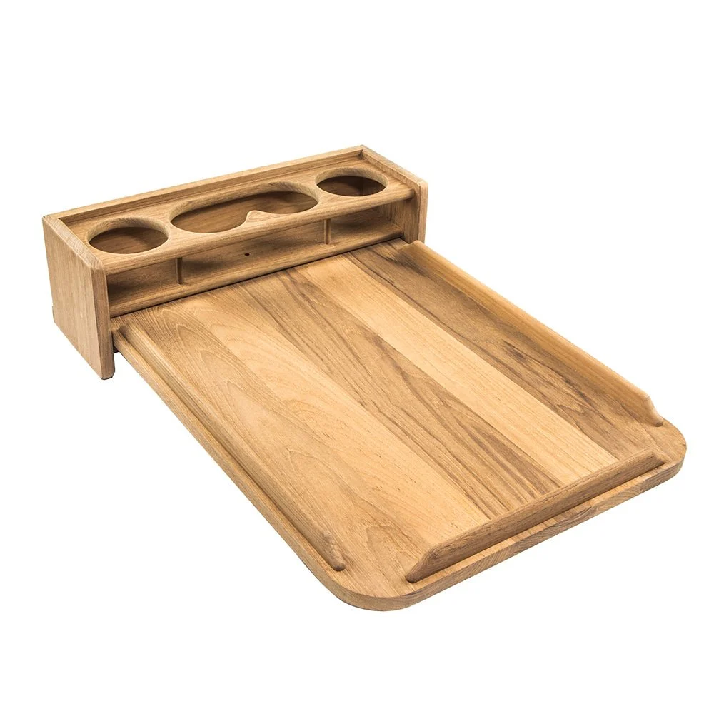 Whitecap Teak Drinkholder w/Removable Cockpit Table Top - Holds 4 Glasses – Marine Boat Replacement Part