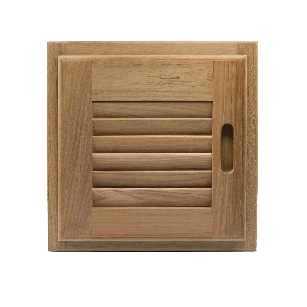 Whitecap Teak Louvered Door & Frame - Right Hand - 12" x 12" – Marine Boat Replacement Part