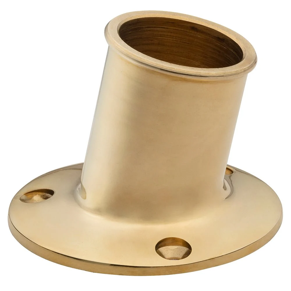 Whitecap Top Mount Flag Pole Socket 1-1/4" ID - Polished Brass – Marine Boat Replacement Part