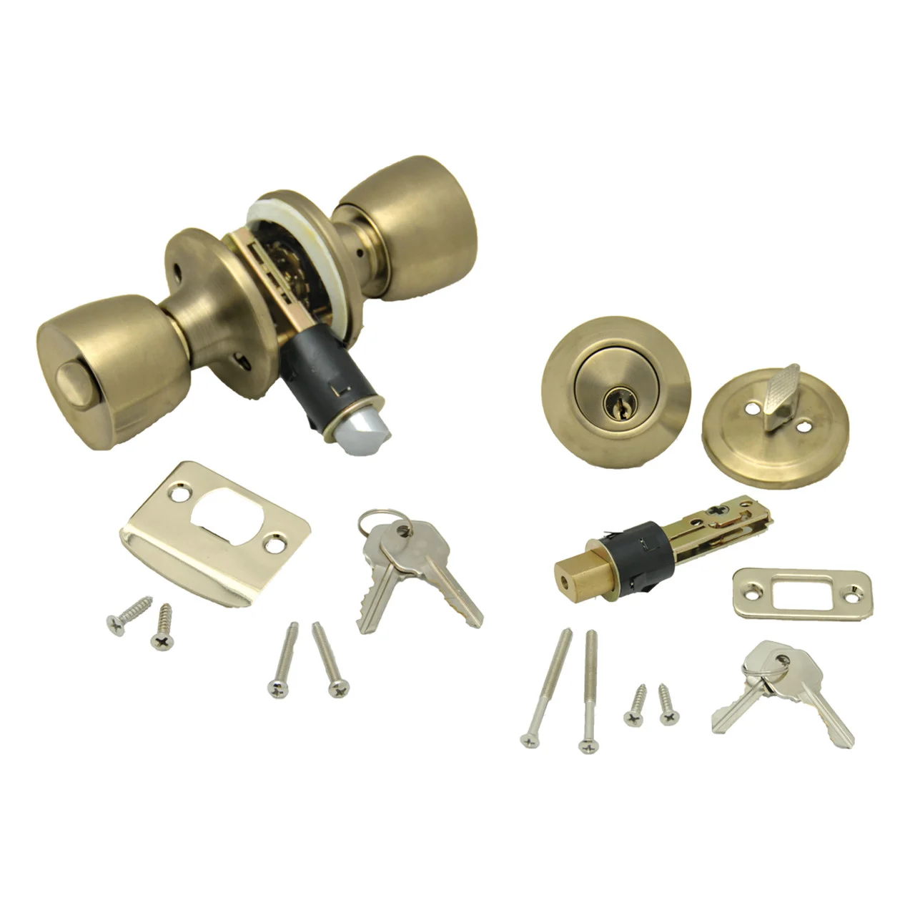 AP Products 013-234 Combo Lock Set with Knob Lock and Dead Bolt - Polished Brass - 013-234