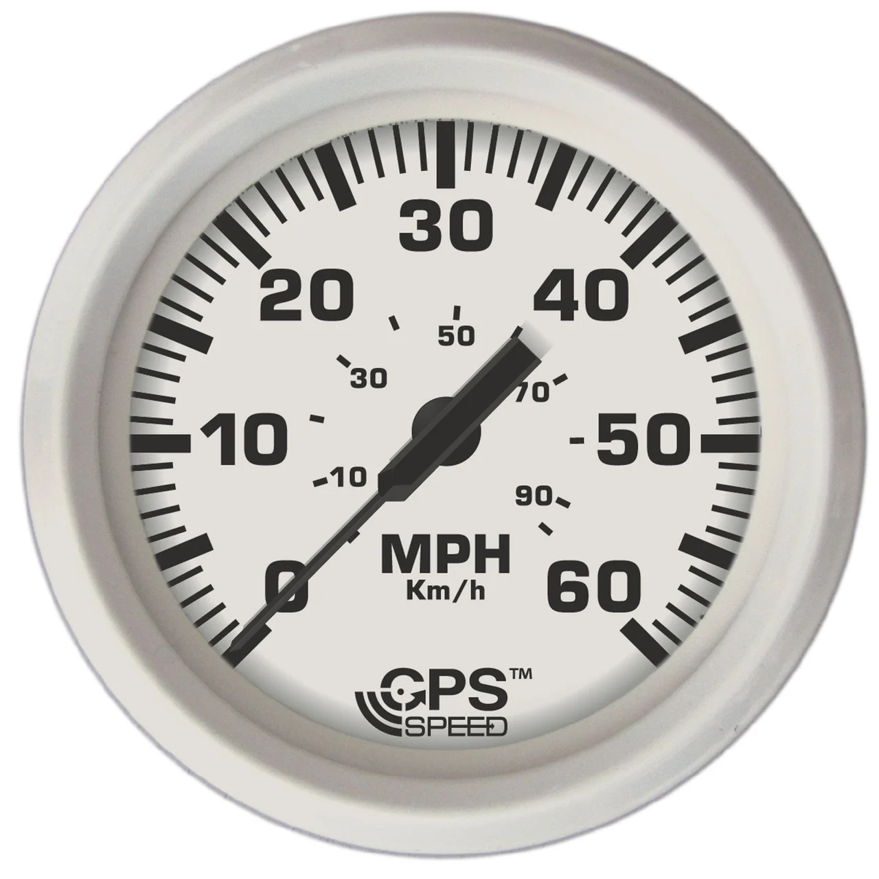 Faria 33147 Dress Speedometer GPS Studded 4" - White, 60 MPH - 33147