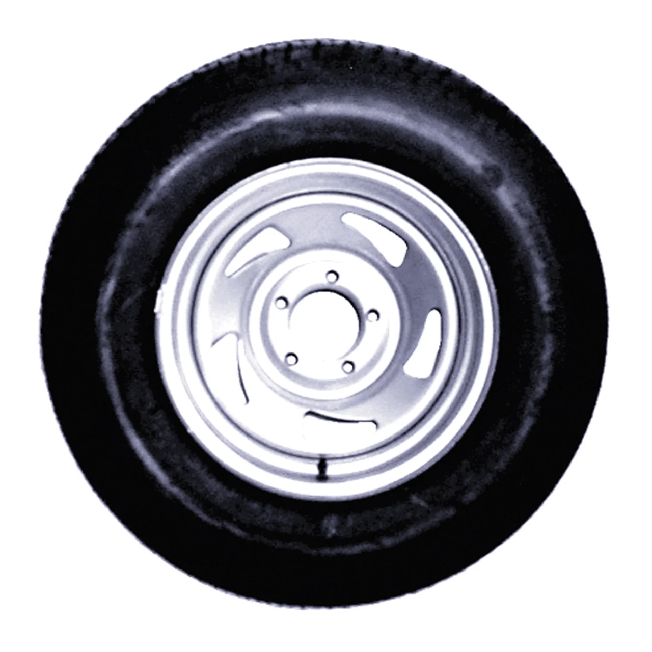 Badger Tire & Wheel AD12C5305SB-KJG Economy Bias Tire and Wheel 5.30 x 12 C/5-Hole - Painted Silver Directional Rim - AD12C5305SB-KJG