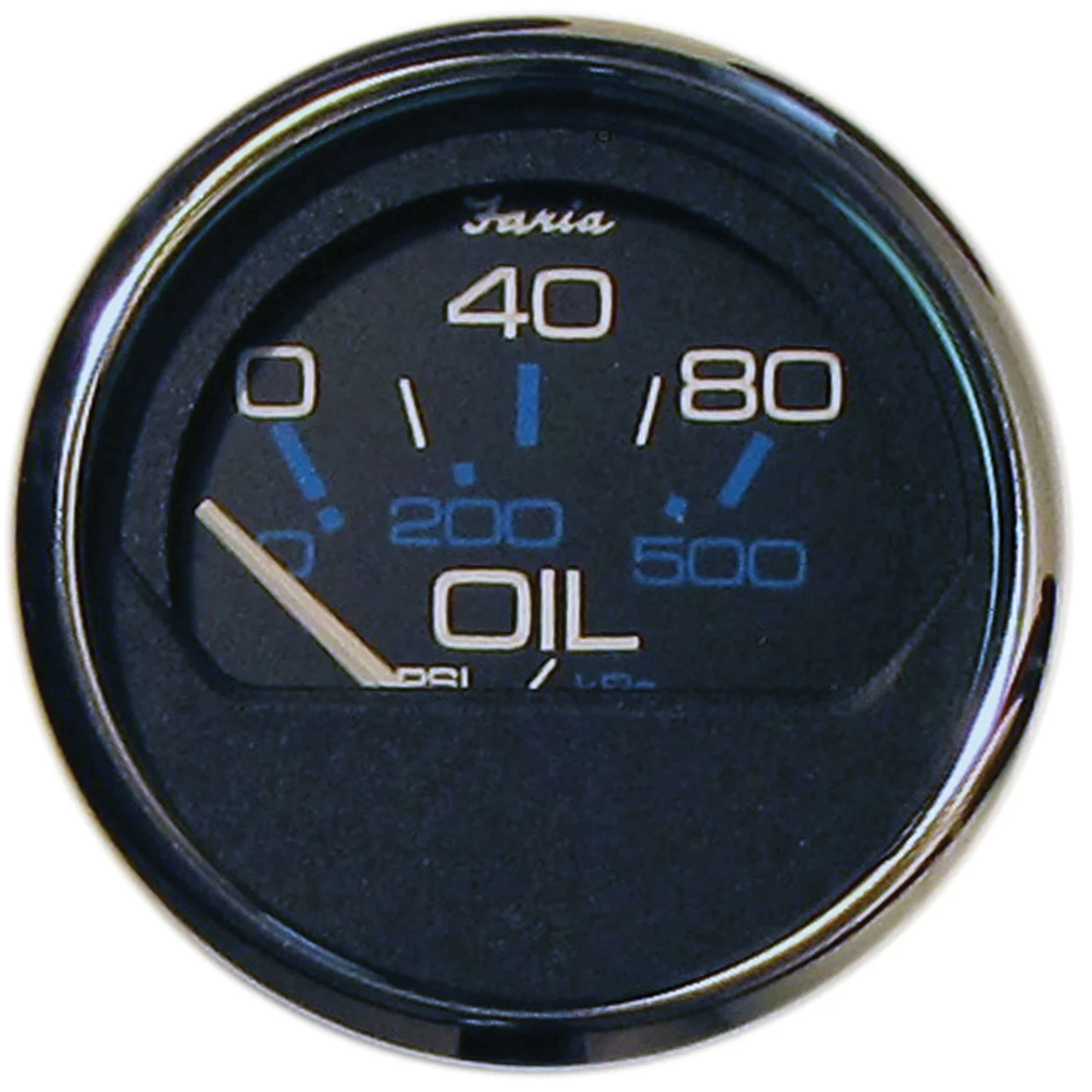Faria 13702 Chesapeake Stainless Steel Oil Pressure Gauge (80 PSI) - 2", Black - 13702